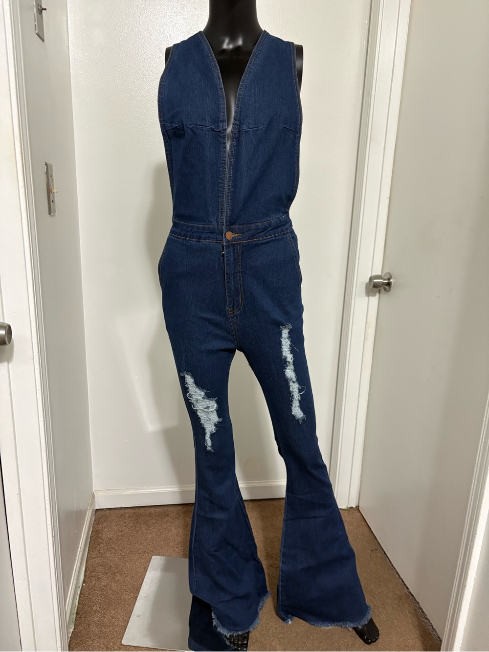 BANJUL Blue Denim Overalls with Brass Buckle NWOT